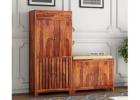 Floreta Wood Shoe Rack With Seat – Elegant Storage & Seating in One