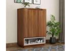 Hector Engineered Wood Shoe Cabinet - Space-Saving Storage with Frosty White Drawer