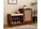 Sonny Solid Mango Wood Shoe Rack Bench – Stylish 2-in-1 Storage with Cushioned Seat
