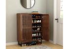 Shoe Rack with Seat | Wooden Shoe Cabinets & Stands