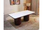 Saumik 6 Seater Teak Wood Dining Table with Marble Top
