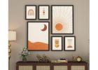 Celestial Harmony: Neutral Hues Sun and Moon Wall Frame Set