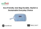 Eco-Friendly Blue Jute Pouch Bag – Sustainable Travel Toiletry & Cosmetic Organizer,