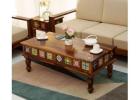 Boho Sheesham Wood Coffee Table with Ceramic Tiles & Storage (Honey Finish): Artisan Charm Meets Fun