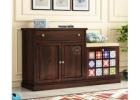 Boho Modern | Wooden Shoe Rack with Integrated Seat