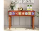 Elegant Console Table With Storage – Dual Drawer Entry