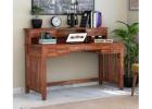 Wallace Honey Finish Computer Table – Organized Workspace Solution