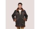 Luxury mens shearling leather jacket