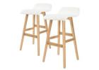Premium Wooden Bar Stool Dining Chairs with White Leather Comfort Set