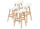 Premium 4x Wooden Bar Stool Dining Chairs Leather Sophia 65cm