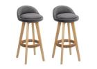 Stylish Artiss 2x Bar Stools Grey Linen Wood – Outdoor Comfort