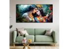 WallMantra – Beautiful Radha Krishna Abstract Painting