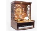 Wooden Pooja Mandir with LED Light – Wall Mounted Temple for Home